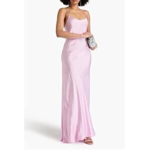 VICTORIA BECKHAM Satin maxi slip dress Baby Pink Sz 10 $1500 MSRP NWT